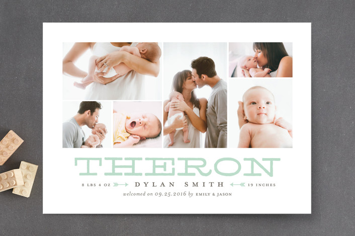 Modern Birth Announcement with multiple photos for Minted: Nonpareil