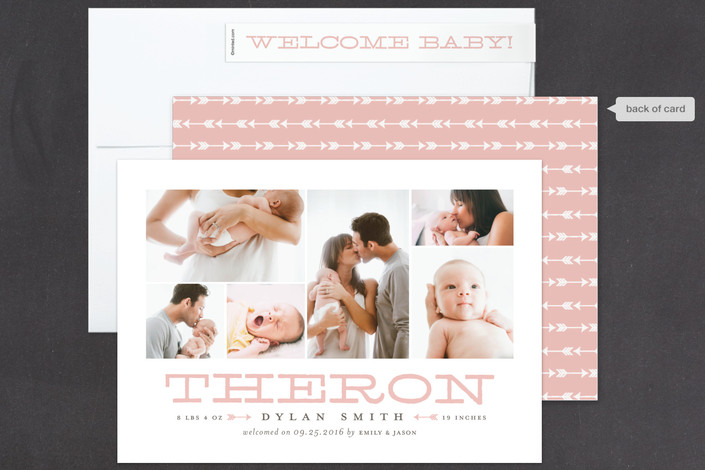 pink birth announcement for minted