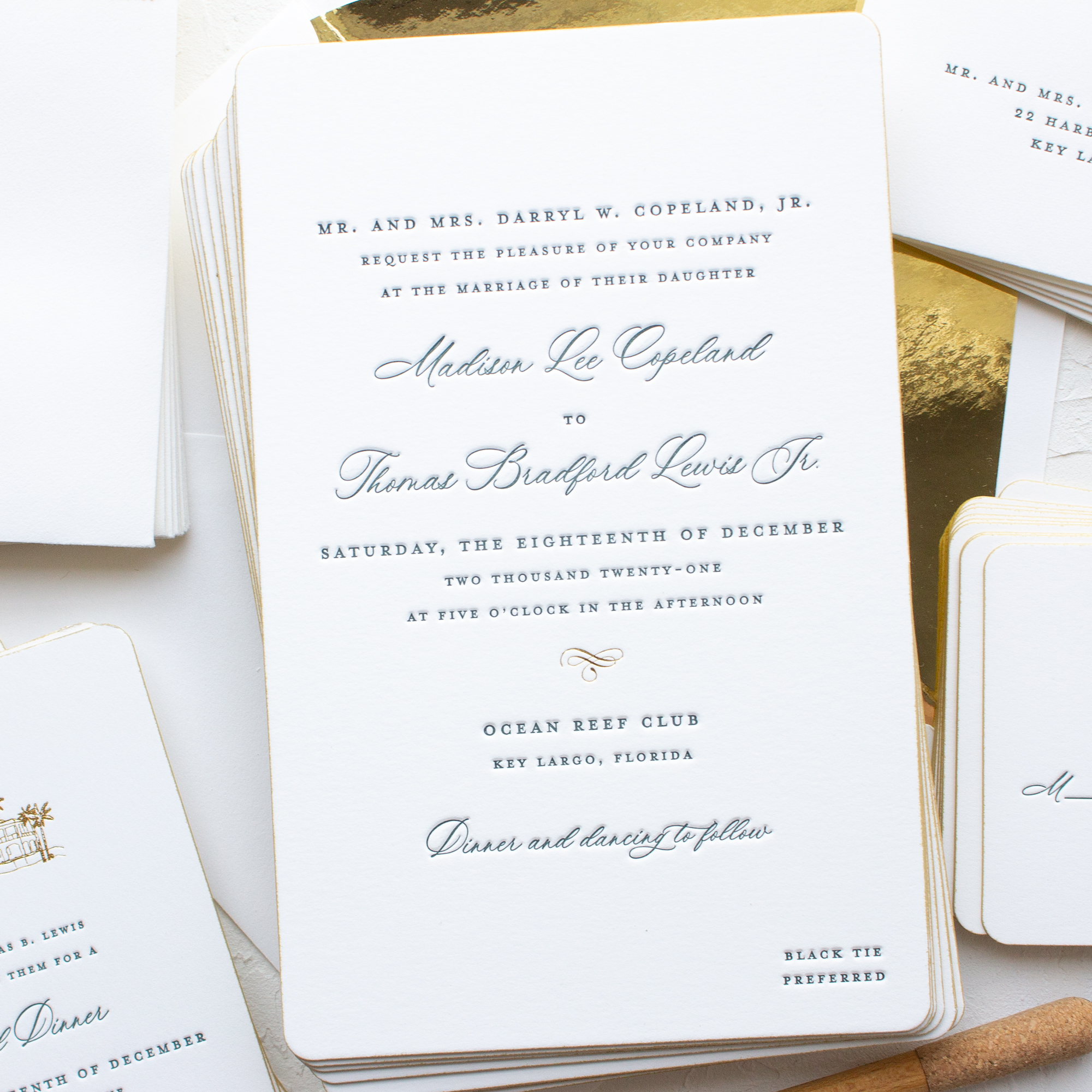 Oversize wedding invitations letterpress foil stamp