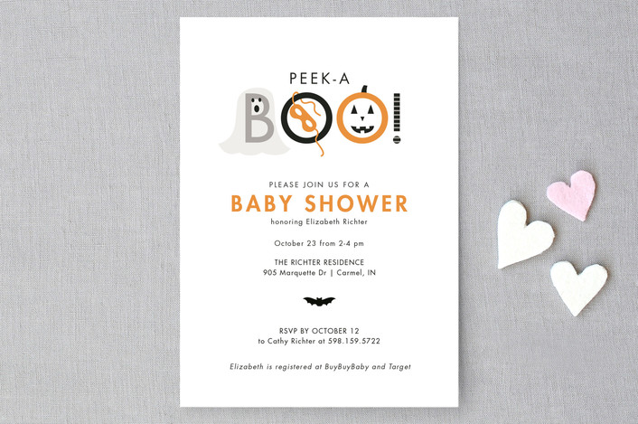 Halloween Baby Shower Invitation for Minted: Peek A Boo