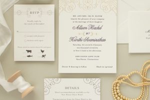 art deco wedding invitation suite
