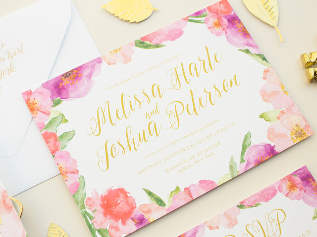 The Watercolor Collection 2016 Wedding Invitations: Posy