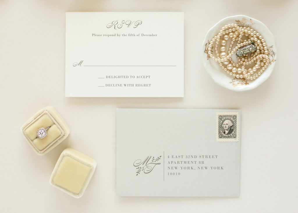 reply card envelope with monogram