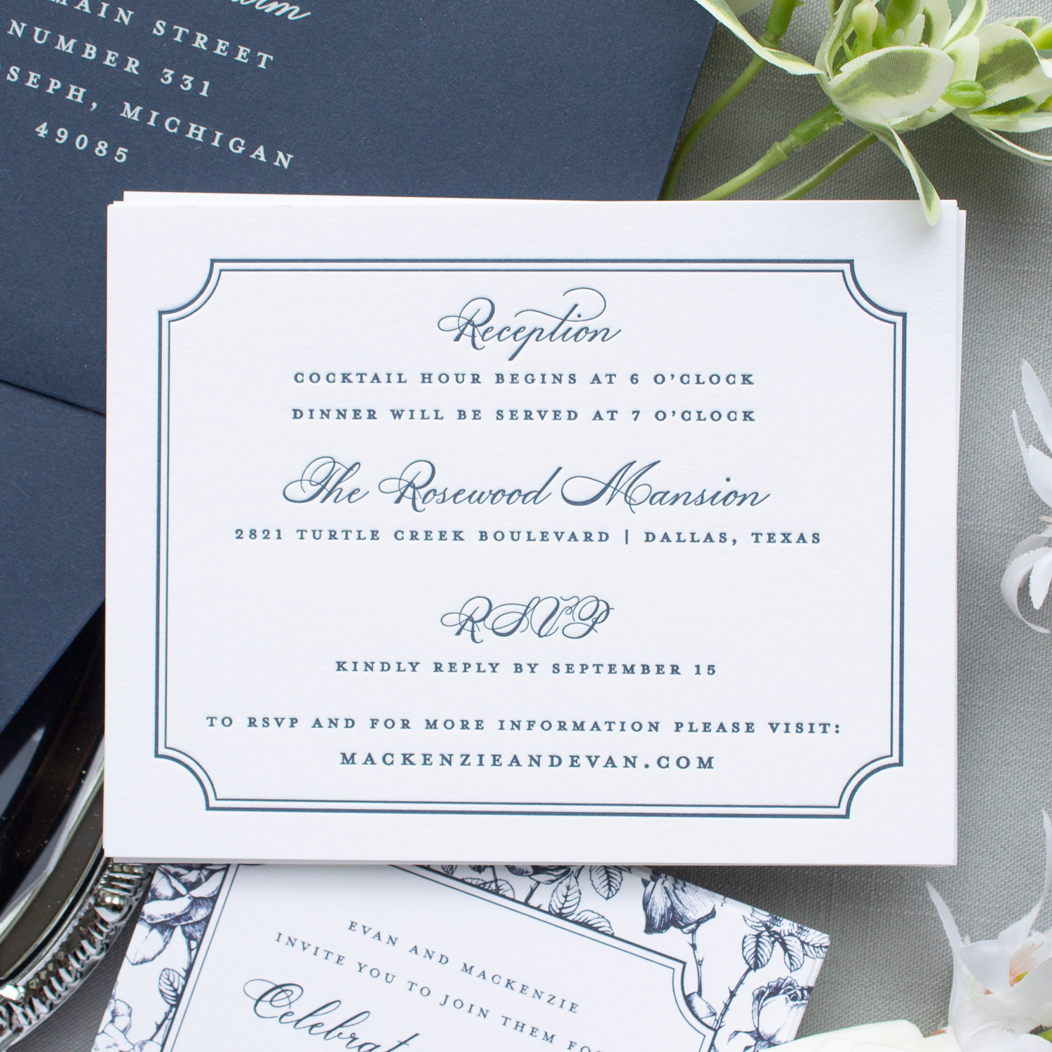 reception and online RSVP insert card