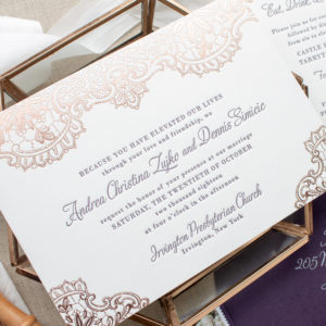 rose gold foil wedding invitations