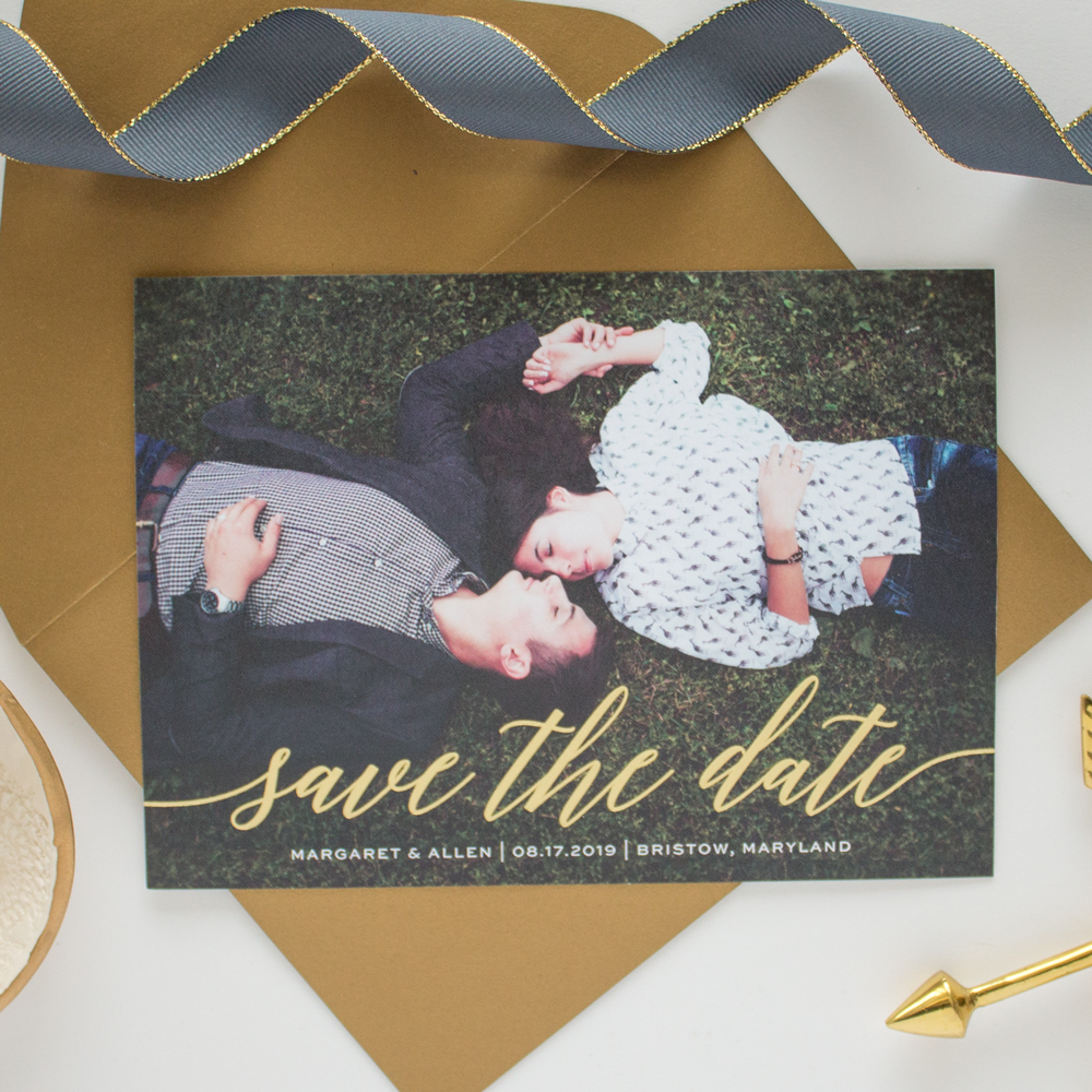 Scripted Gold Foil Save the Date