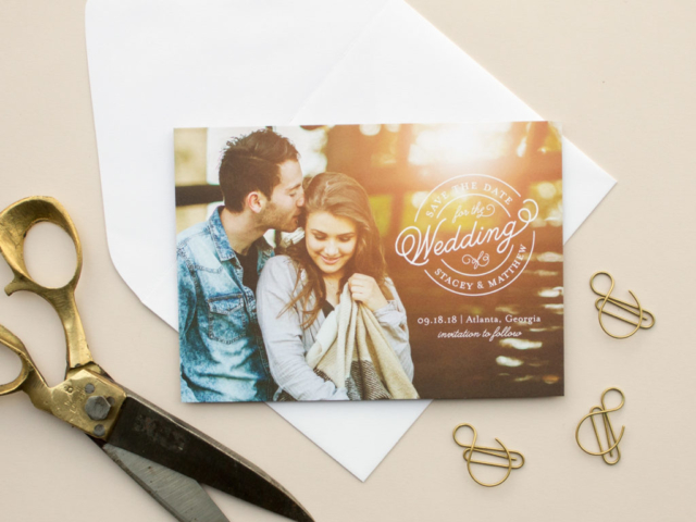 sealed photo save the date card