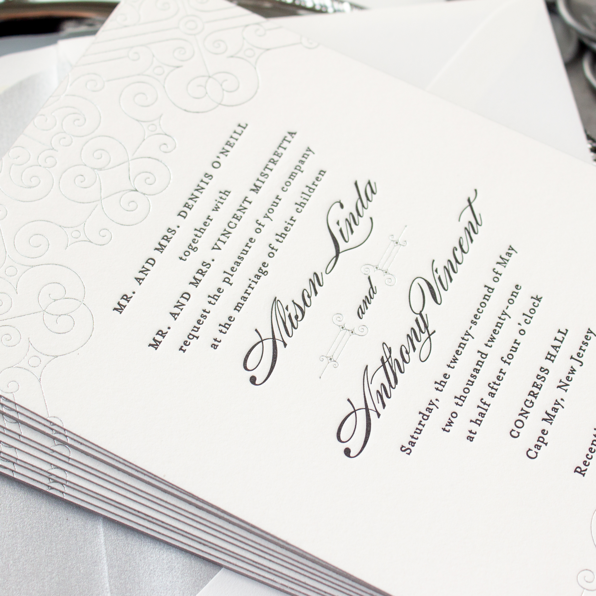 silver and black wedding invitations