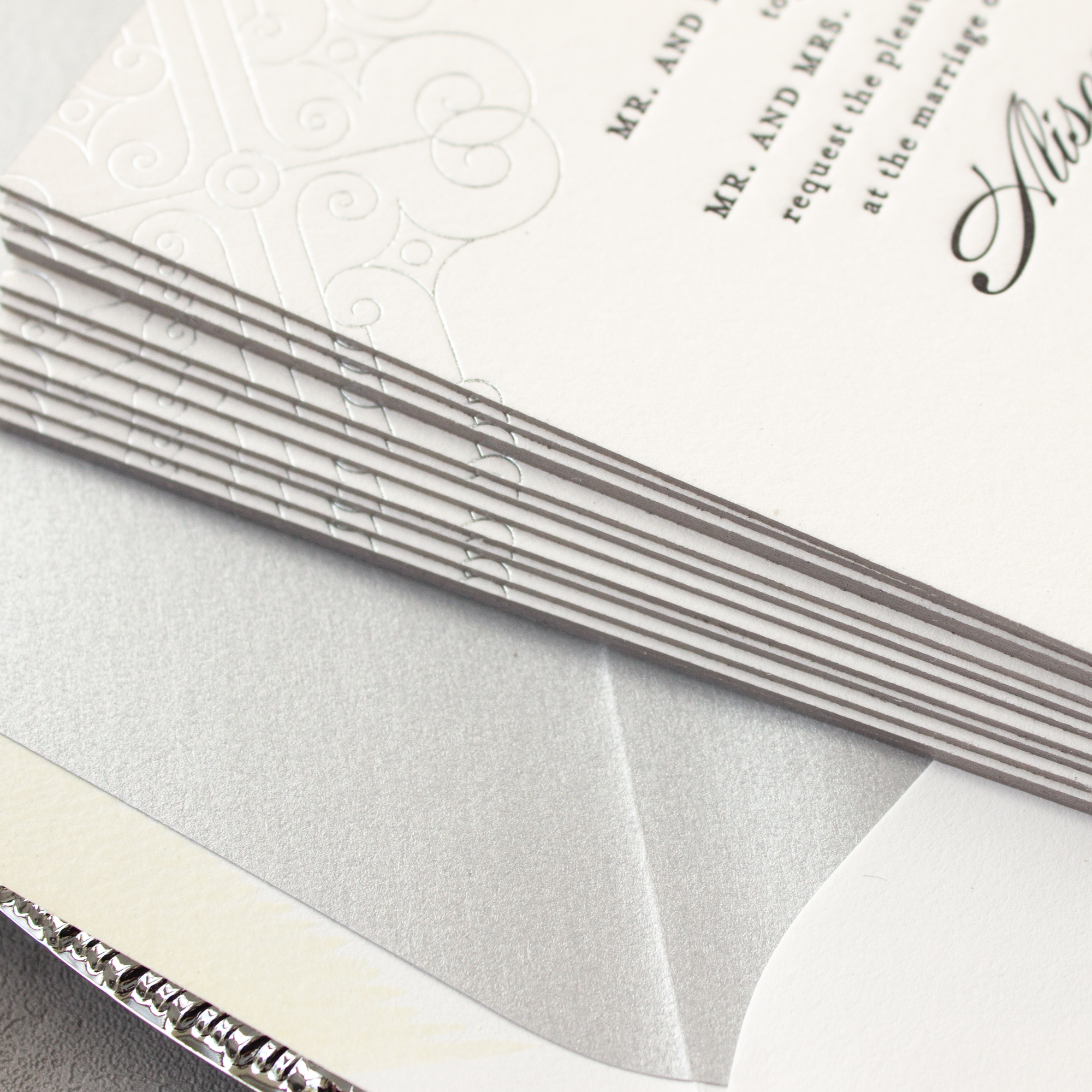 silver edge painting wedding invitations