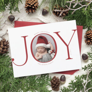 simply joy photo birth announcement christmas card