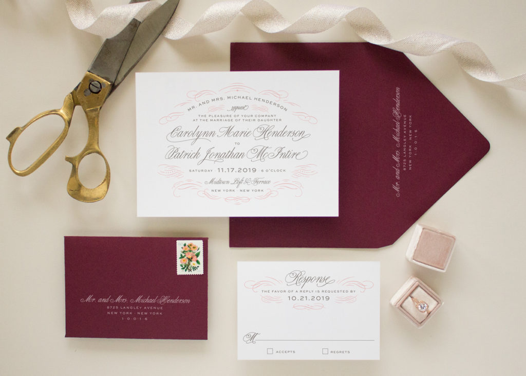 romantic letterpress wedding invitations
