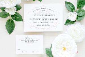 rose gold formal wedding invitations