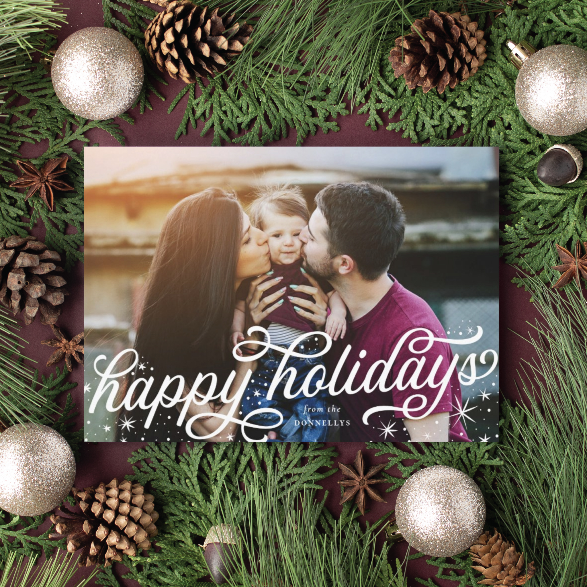 hand lettering holiday photo card