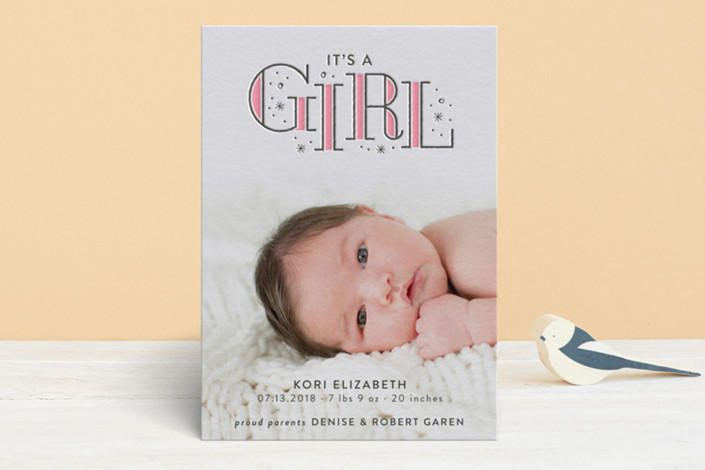 letterpress photo birth announcement for minted