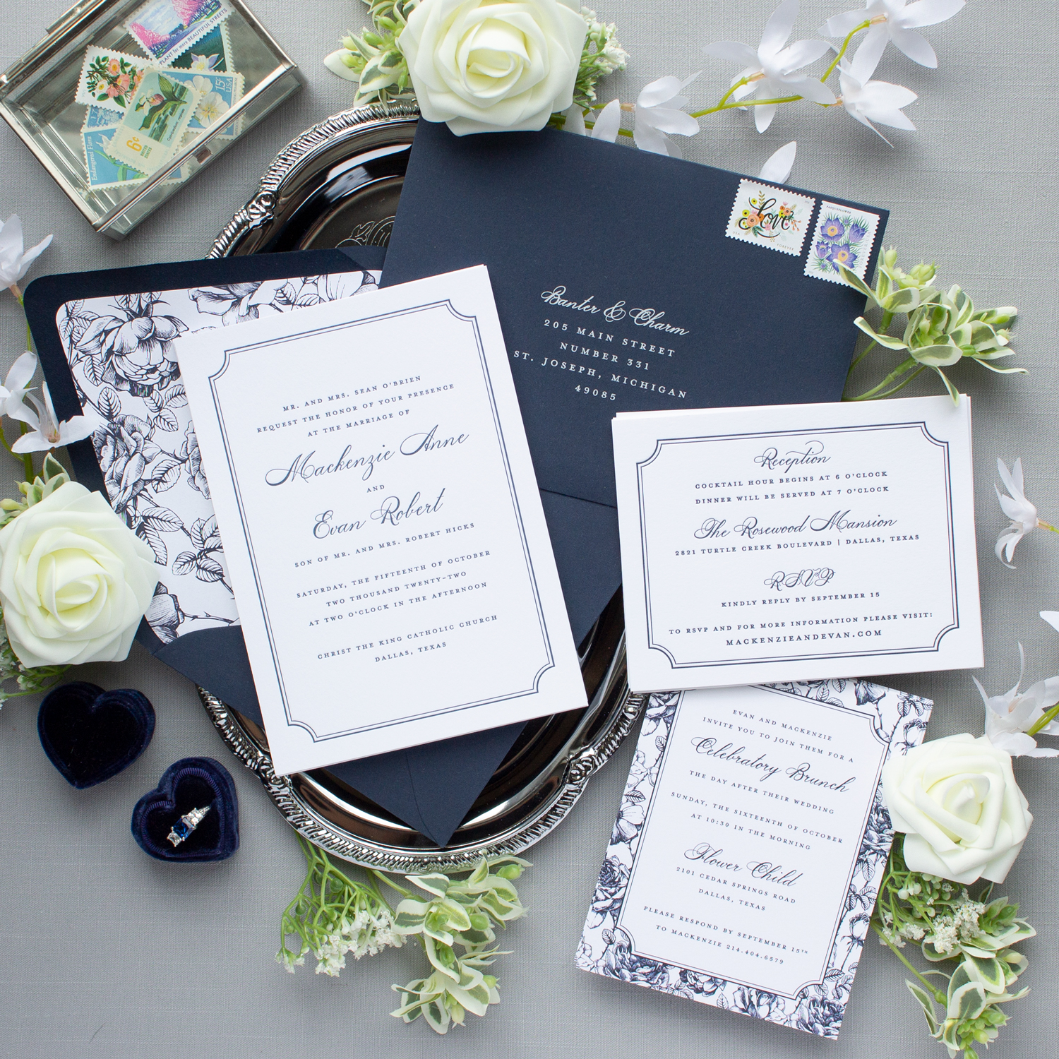 The Rosewood Mansion wedding invitations