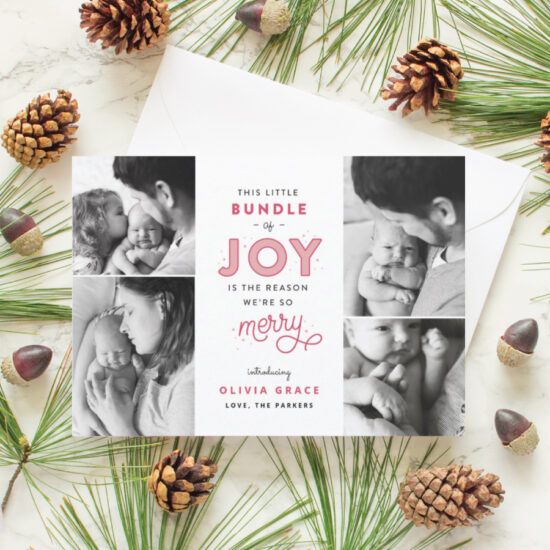 multi photo birth announcement holiday card