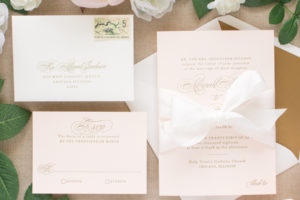 pink and gold invitation suite