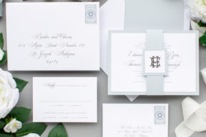silver foil pressed wedding invitations
