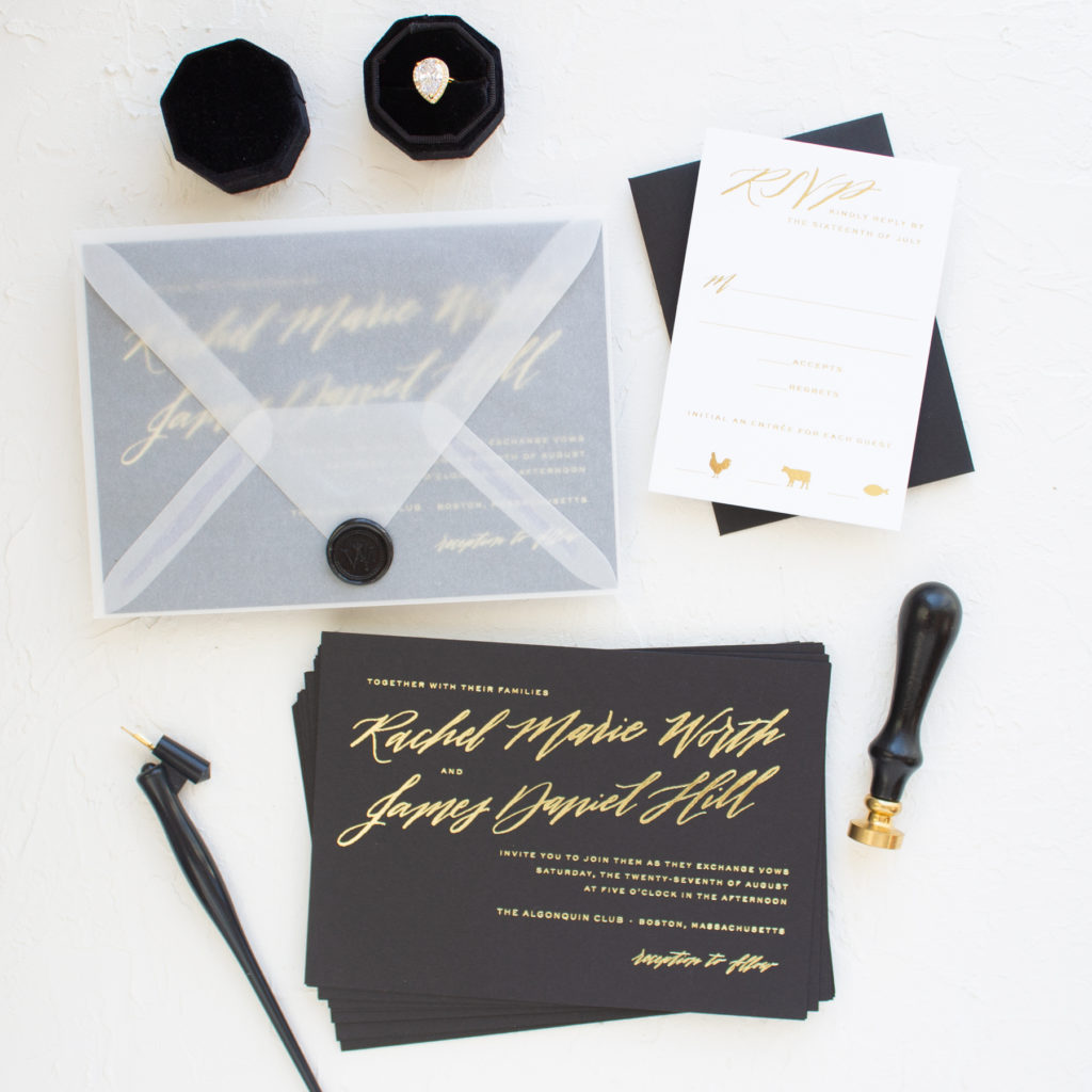 vellum and wax seal wedding invitations