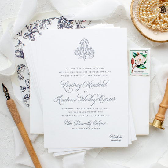 Signature Spotlight: Letterpress Invitations with Vintage Monogram ...