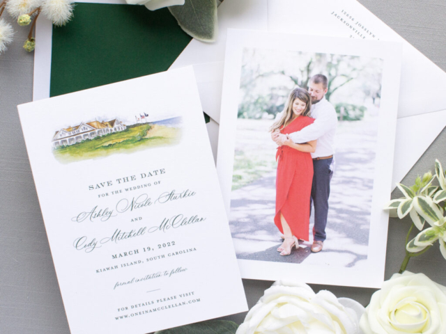 The Ocean Course Watercolor Venue Illustration Save the date