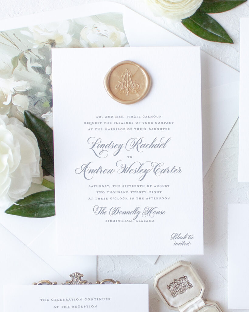 wedding invitation with wax seal