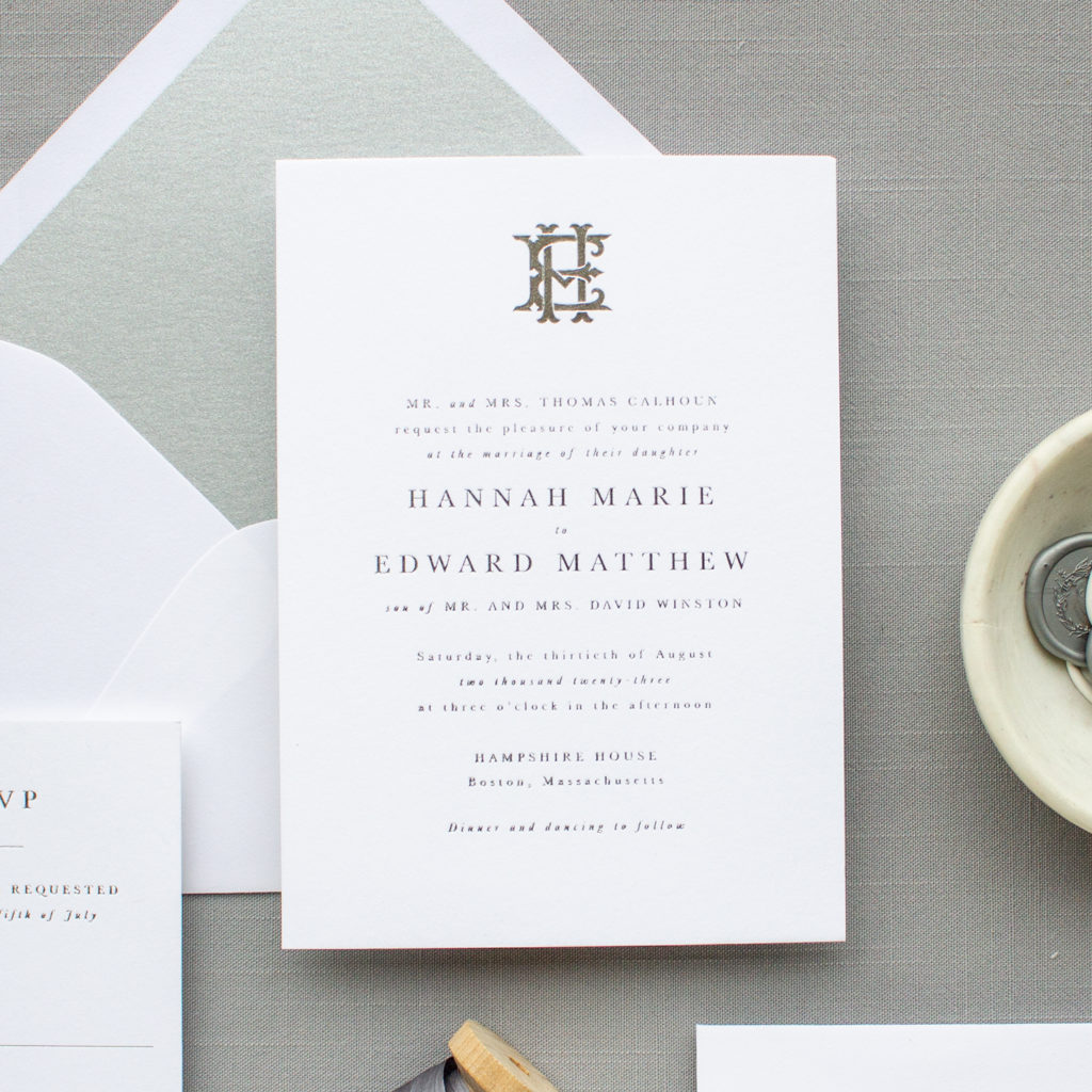 wedding invitations with custom monogram