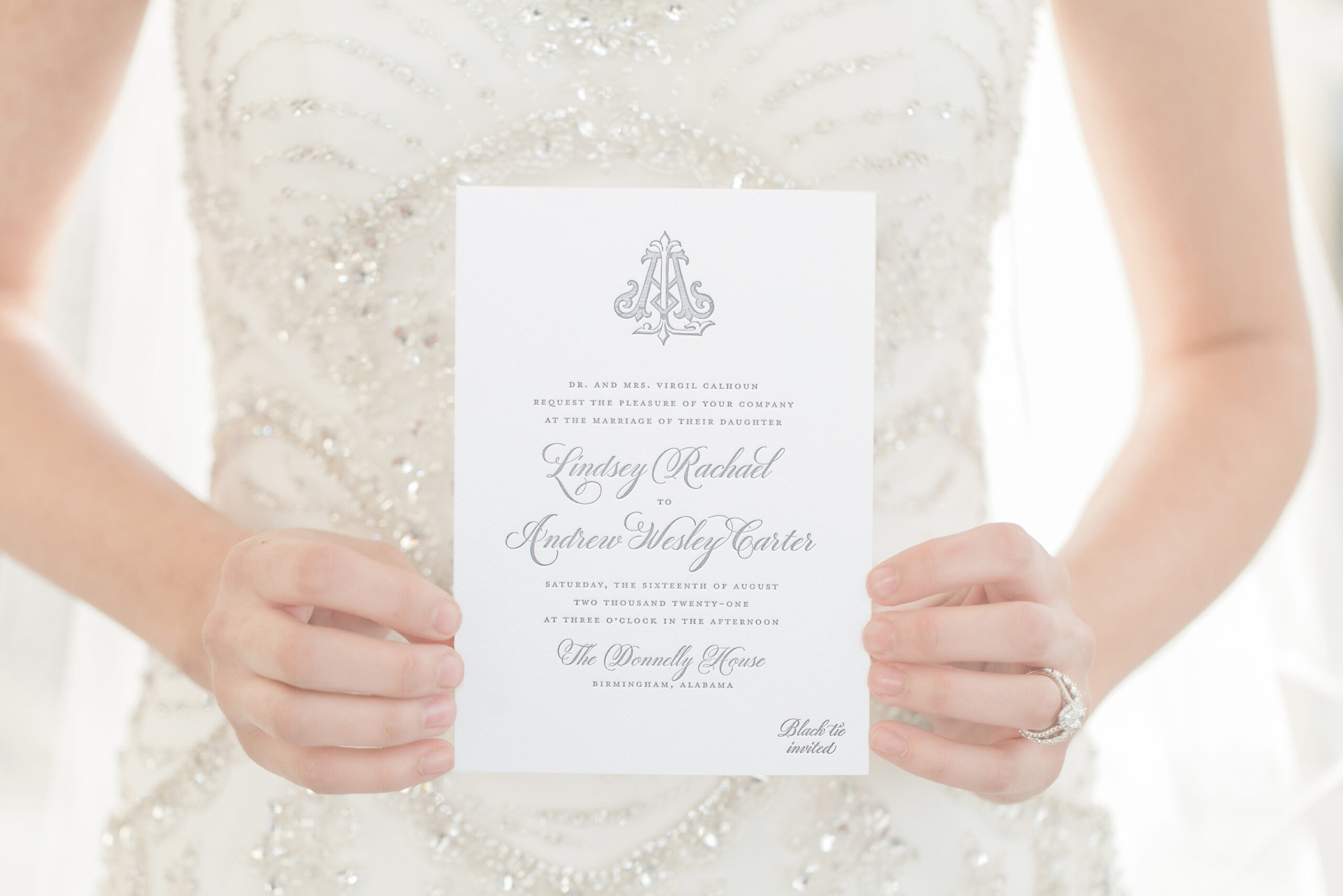 custom letterpress wedding invitation