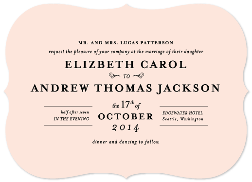 die cut typographic classic wedding invitation Minted challenge