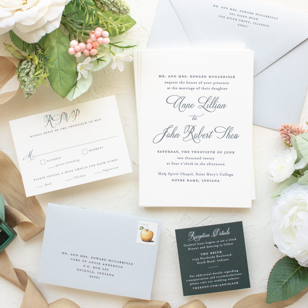 South Bend Wedding Invitations in Letterpress | Annie - Banter and Charm