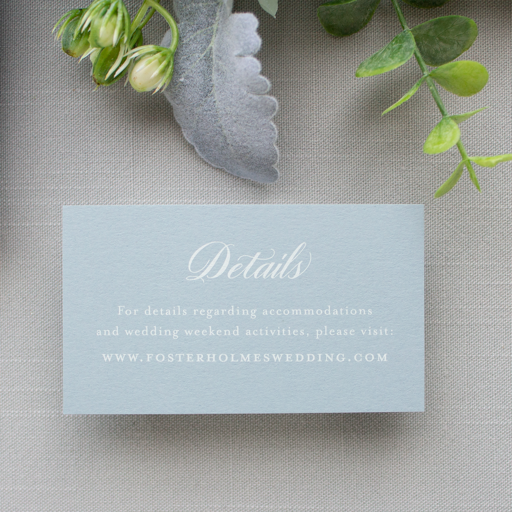 details insert card with wedding website