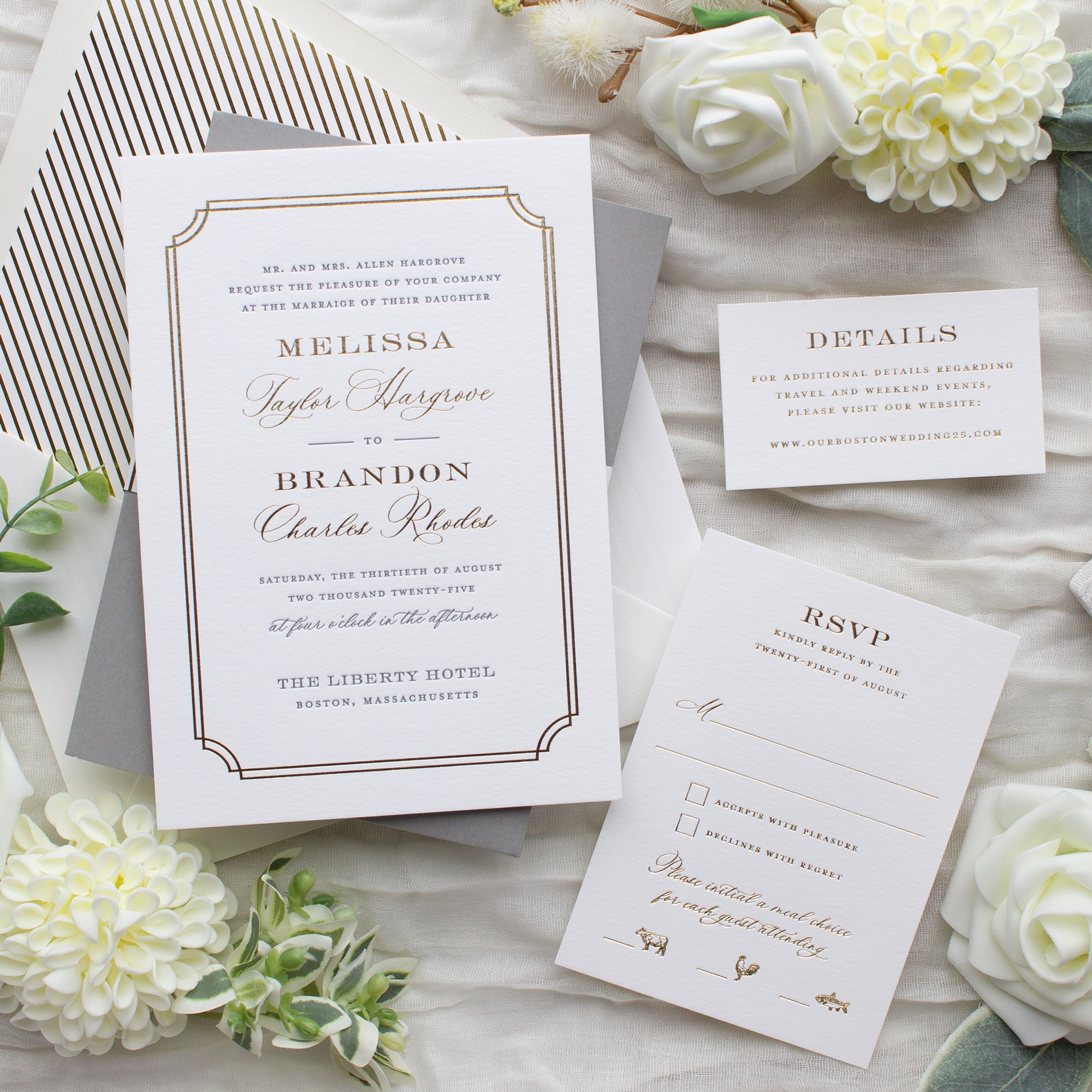 foil stamped wedding invitation suite