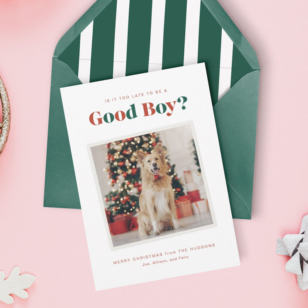 good booy funny pet holiday cards