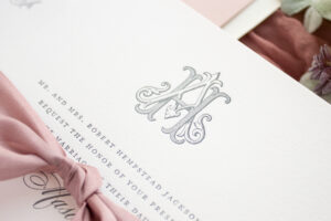 letterpress monogram wedding invitation