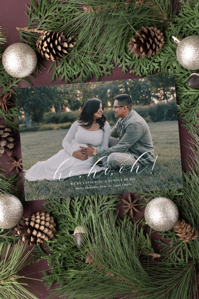 surprise pregnancy reveal Christmas card