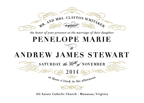 flourish glamorous elegant typographic classic wedding invitation Minted challenge