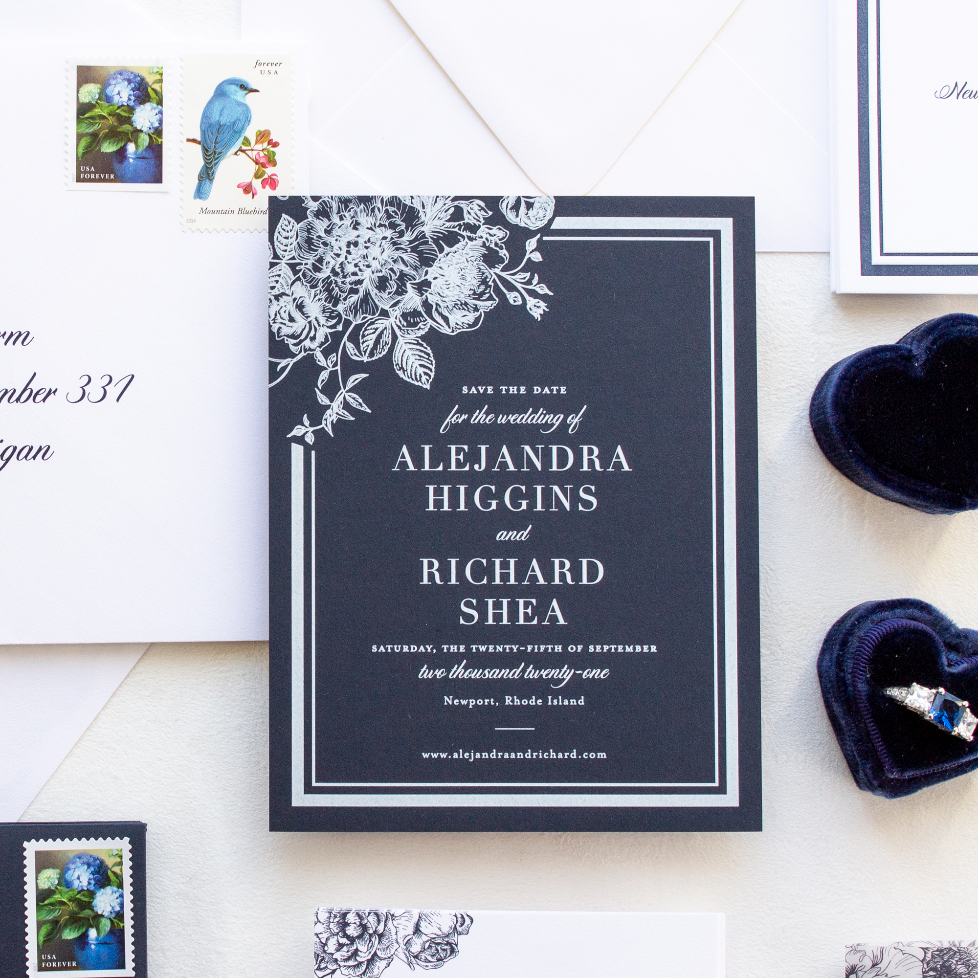 navy wedding save the date cards