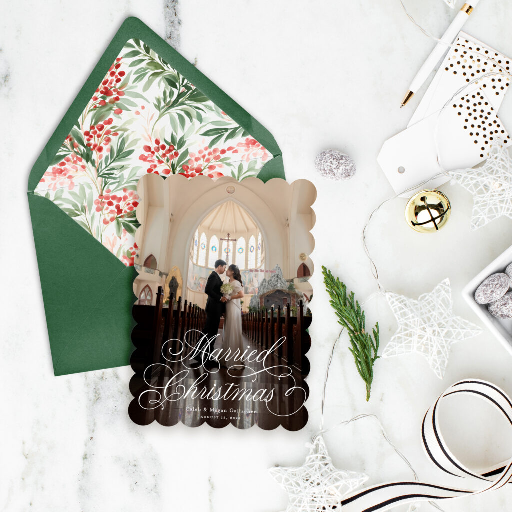 Wedding photo newlywed holiday card