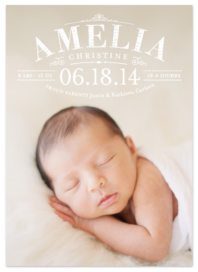 full bleed photo birth announcement for minted