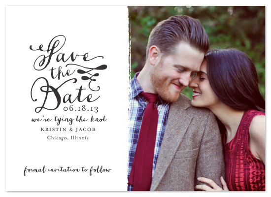 calligraphy save the date, custom photo card, wedding save the date