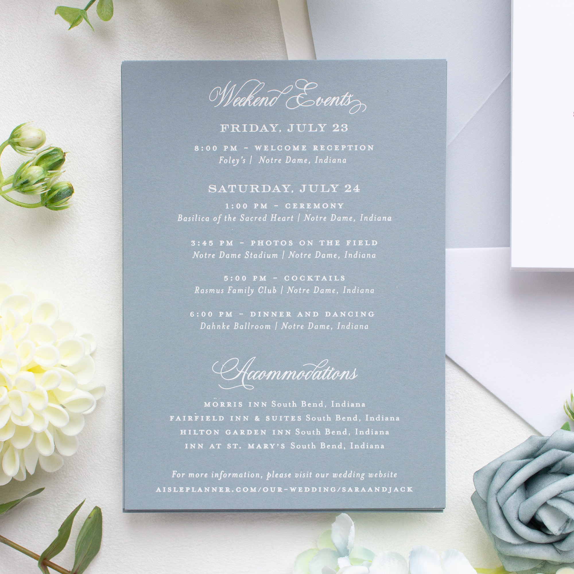 weekend events wedding insert card