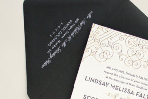 white ink on black envelopes